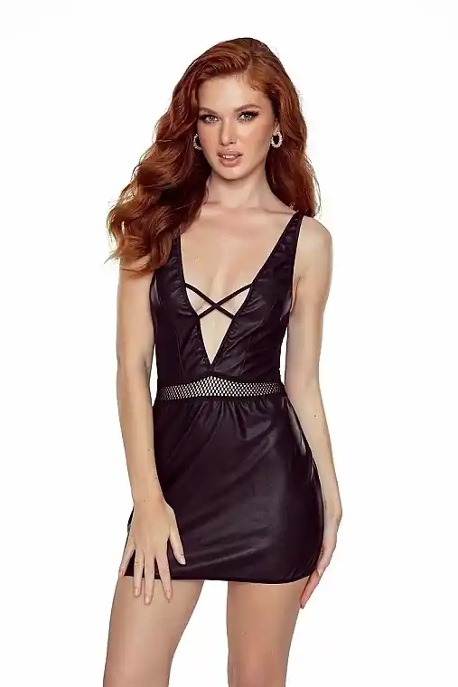 Kristeen Deep-Cut Erotic Nightgown, black