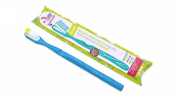 Bioplasty Toothbrush with Replaceable Head, medium, blue - Bath and Body