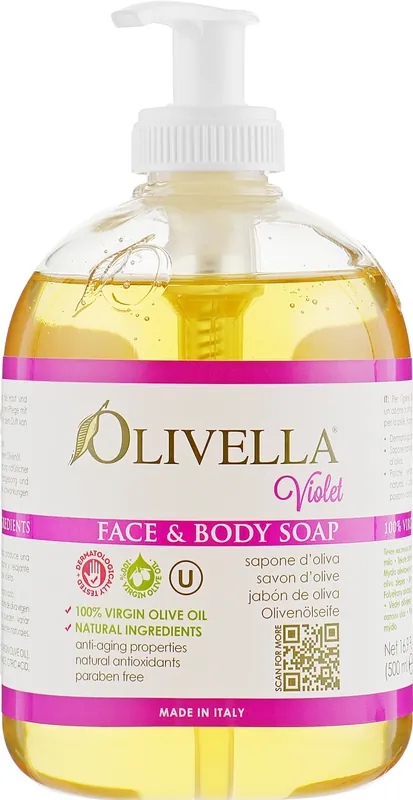 Olive Oil Liquid Face & Body Soap 'Violet' - Bath and Body