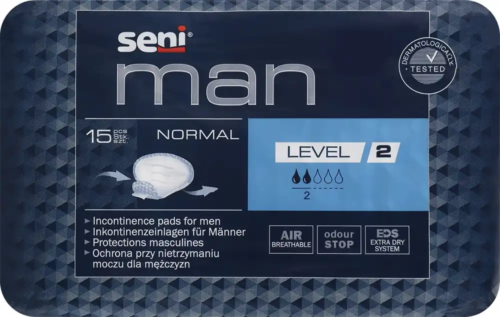 Seni Man Normal Level 2 Urological Pads for Men, 15 pcs - Bath and Body