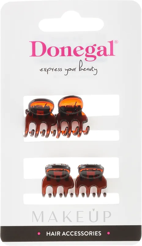 Hair Clip FA-5819, mini, brown, 4 pcs