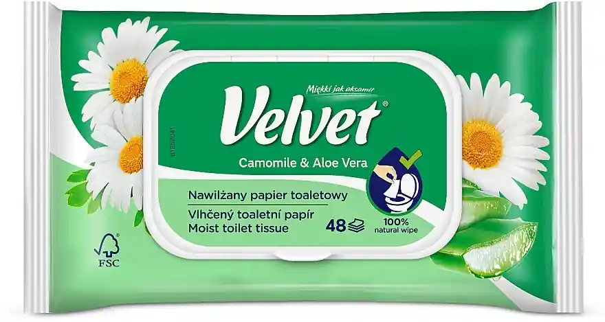 Wet Toilet Paper 'Chamomile & Aloe', 48 pcs. - Velvet