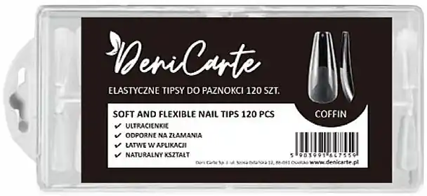 Flexible Transparent Nail Tips 'Coffin', 120 pcs. - Nails