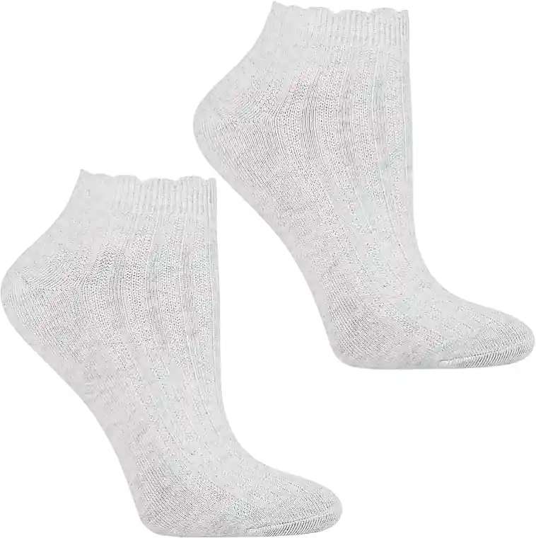 Women's short socks with embroidery, CSD240-156, gray