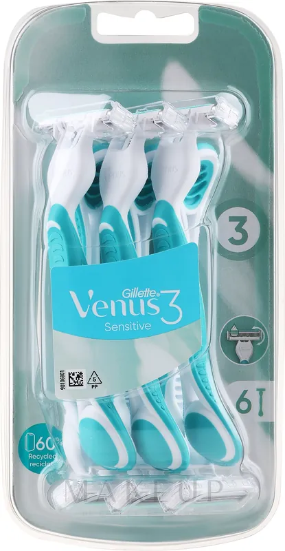 Disposable Shaving Razors for Sensitive Skin, 6 pcs, blue - Bath and Body