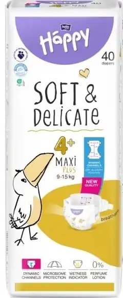 Baby Diapers 9-15 kg, size 4+ Maxi Plus, 40 pcs