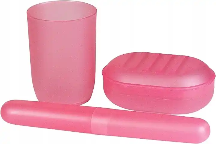 Toiletry Set with Makeup Bag, pink - Accessories