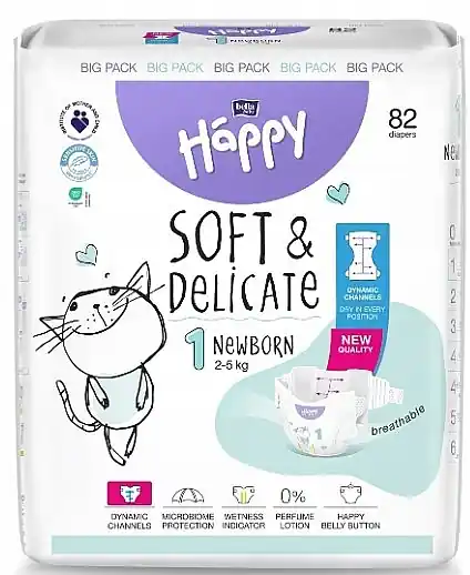 Baby Diapers 2-5 kg, size 1 Newborn, 82 pcs