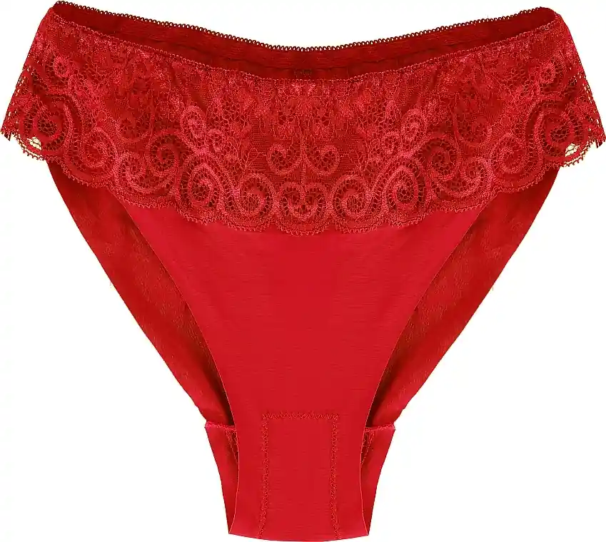 Polyamide Panties with Lace Trim, red - Clothes