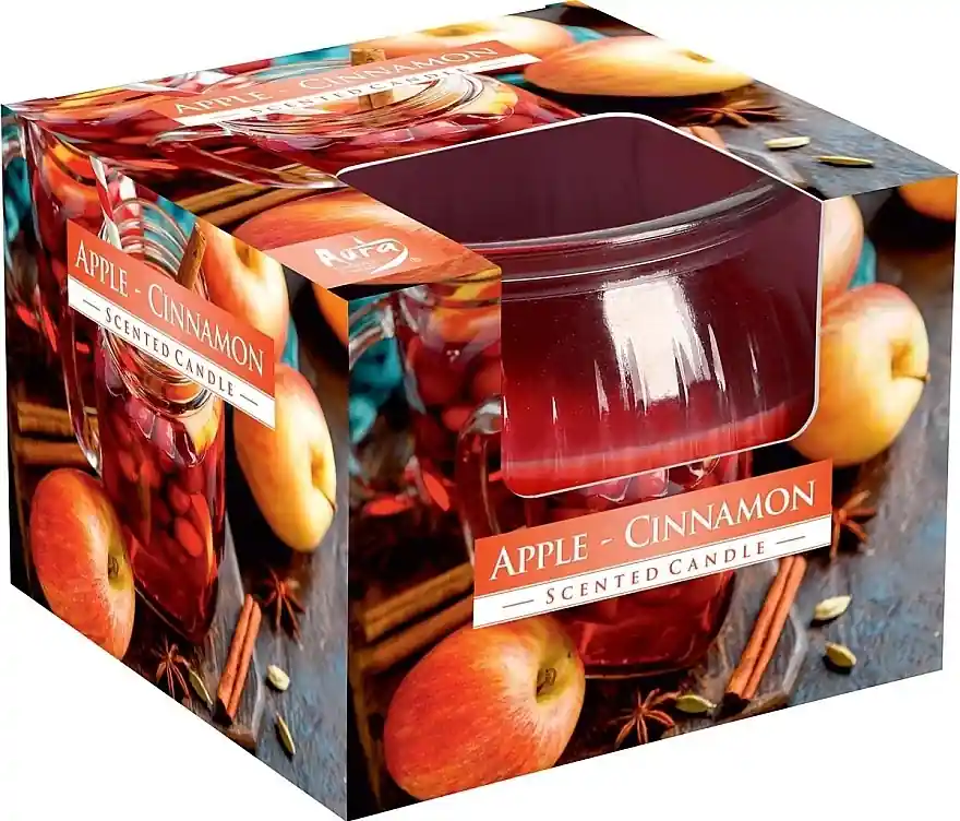 Apple & Cinnamon Scented Candle in Glass - Bath and Body