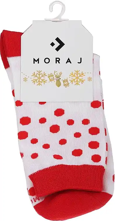 Women Christmas Socks, CSLS250-015, white-red polka dot