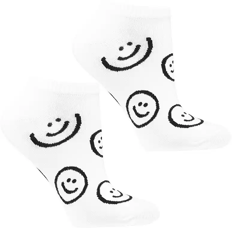 Women Smiley Socks, white - Clothes