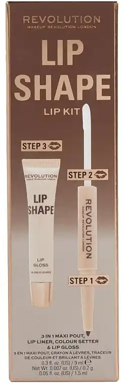 Makeup Revolution Lip Shape Coco Brown (lip/liner/0.2g + colour/setter/1.5ml + lip/gloss/9ml)
