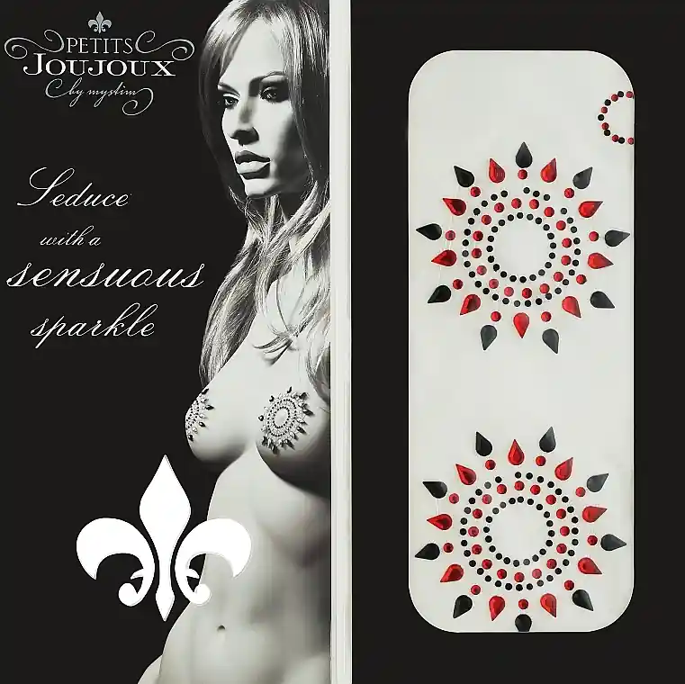 Breast & Navel Crystals Set, black-red