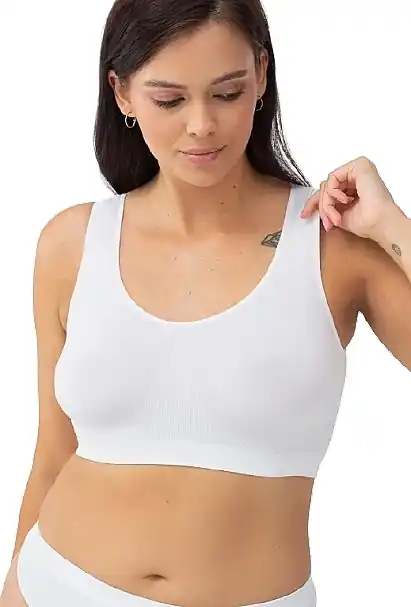 Seamless Sports Top with Wide Straps, white - Clothes