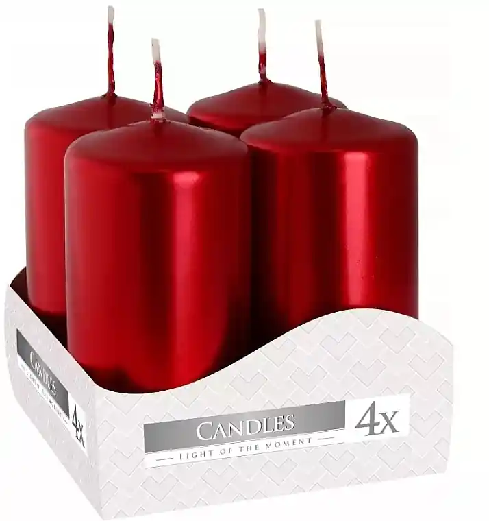 Votive Candle Set 40x80 mm, burgundy, 4 pcs. - Accessories