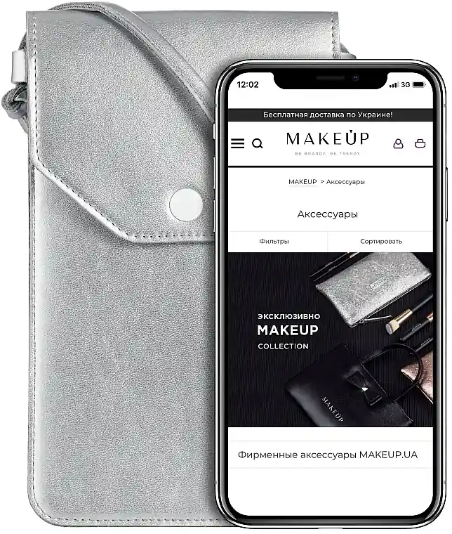 Crossbody Phone Case "Cross", silver - Accessories