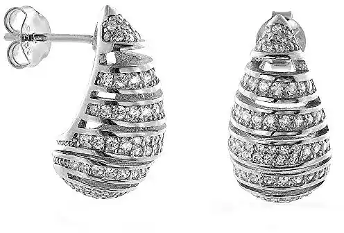 Silver drop earrings with cubic zirconia - Costume jewelry