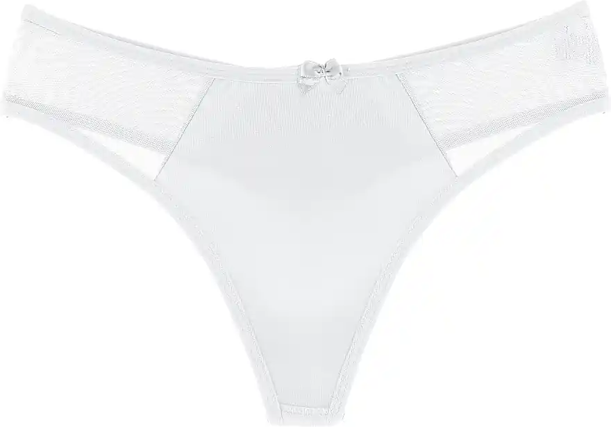 Women Cotton Thong with Inserts, white - Clothes