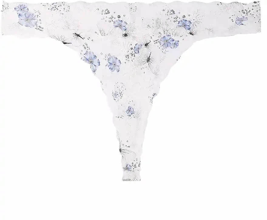 Thong, BCL500-015, white with blue flowers