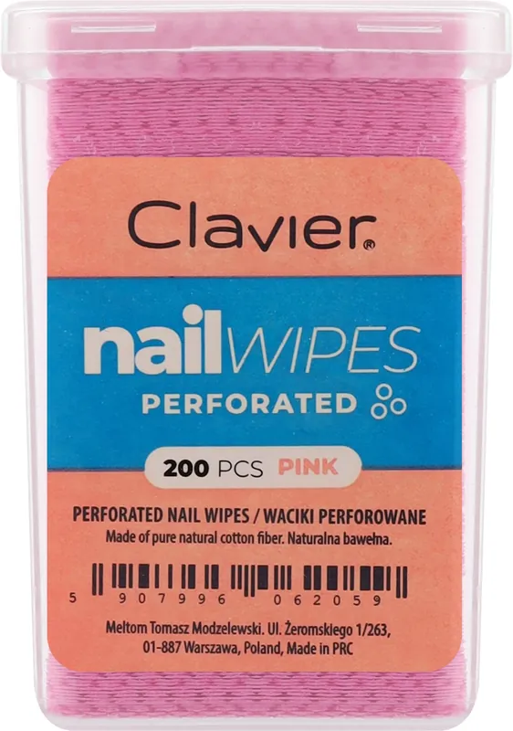 Perforated Nail Wipes, pink - Clavier