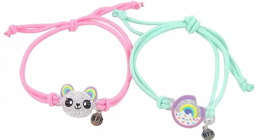 Pendant Bracelets, 2 pcs, 6445, pink and turquoise - Costume jewelry