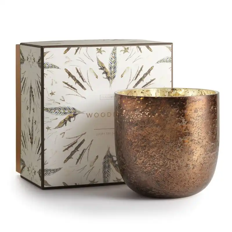 ILLUME Woodfire Small Luxe Sanded Mercury Glass Candle