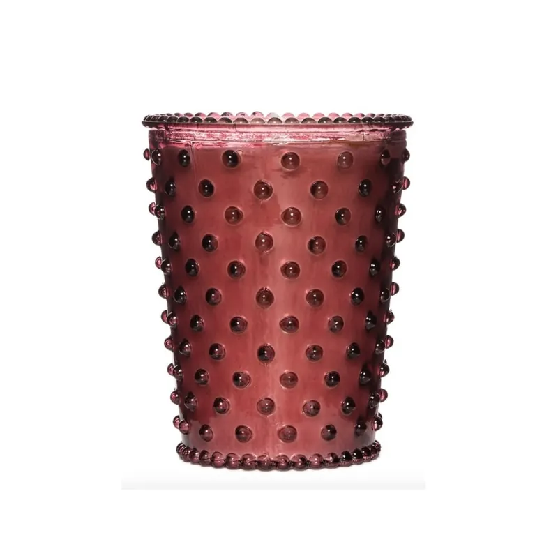 SIMPATICO NO. 32 CRANBERRY HOBNAIL GLASS CANDLE
