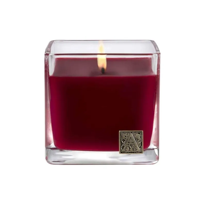 AROMATIQUE THE SMELL OF CHRISTMAS MEDIUM GLASS CUBE CANDLE