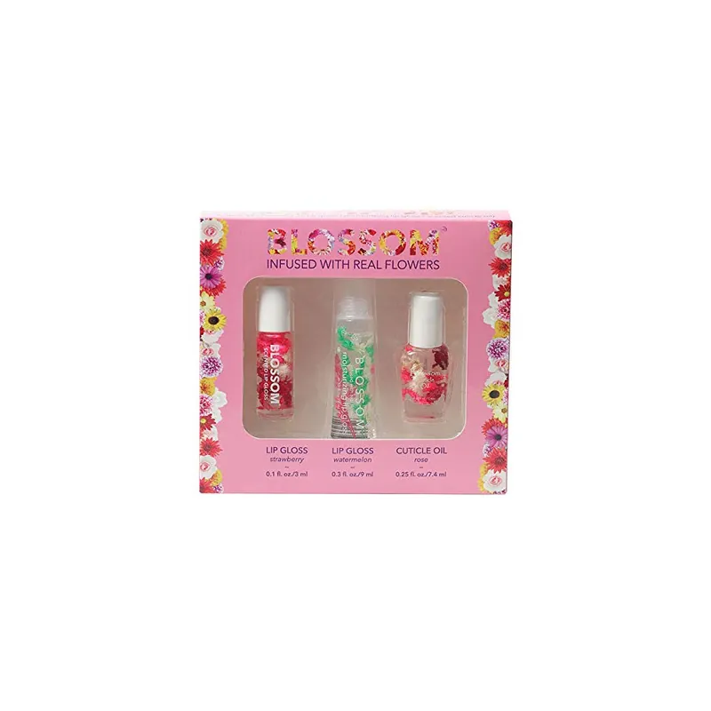 BLOSSOM ROLL ON LIP GLOSS, MOISTURIZING LIP GLOSS & CUTICLE OIL SET OF 3