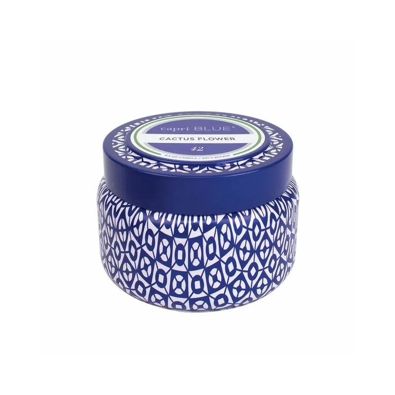 CAPRI BLUE PRINTED TRAVEL TIN - CACTUS FLOWER