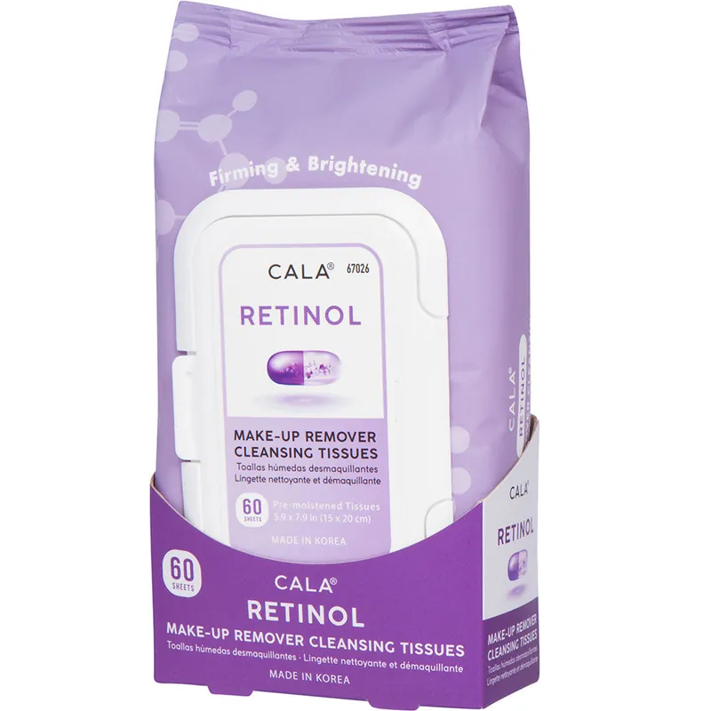 CALA MAKE-UP REMOVER CLEANSING TISSUES - RETINOL