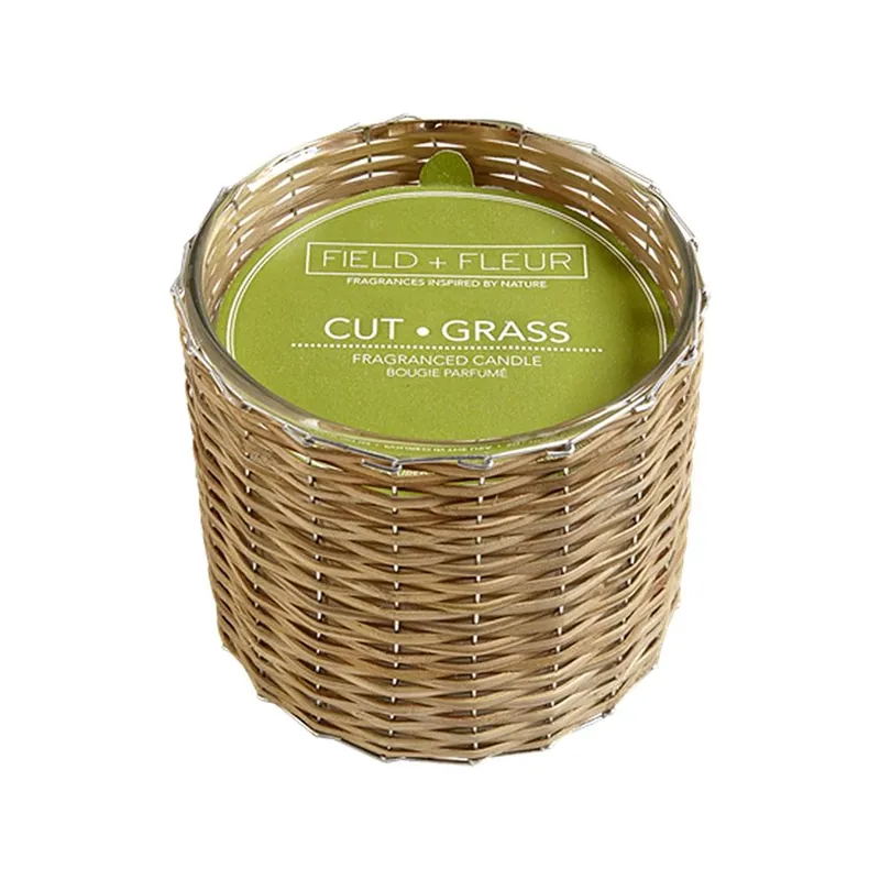 HILLHOUSE NATURALS FIELD + FLEUR 2-WICK HANDWOVEN CANDLE - CUT GRASS