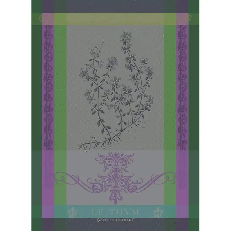 GARNIER-THIEBAUT FRANCE BRIN DE THYM VERT KITCHEN TOWEL