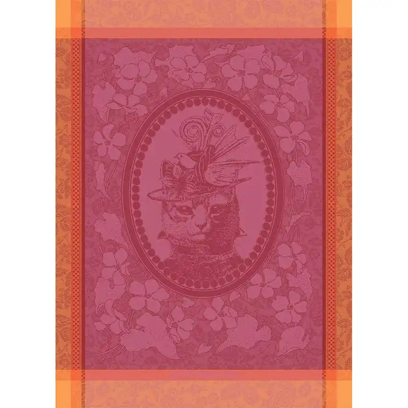 GARNIER-THIEBAUT FRANCE MADAME CHAT ROSE KITCHEN TOWEL