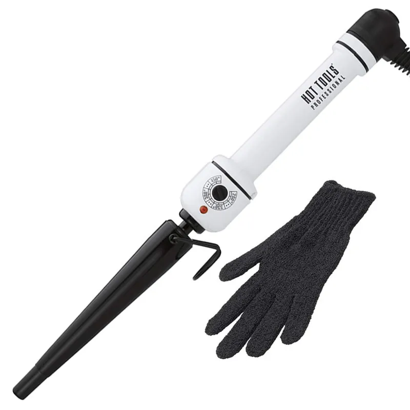 HOT TOOLS B/W NANO CERAMIC TAPERED CURLING IRON