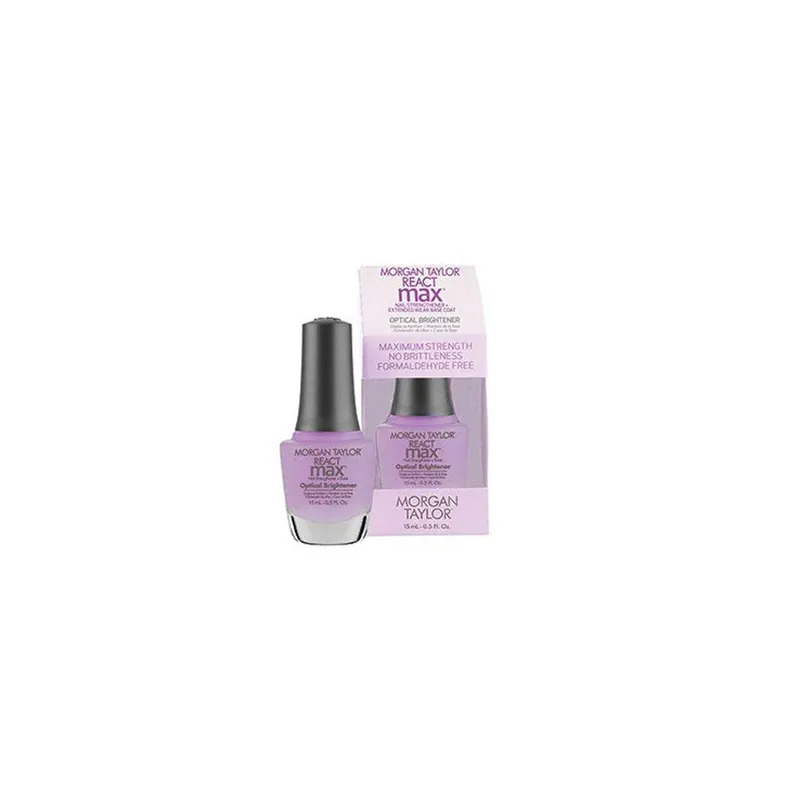 MORGAN TAYLOR REACTMAX OPTICAL BRIGHTENER NAIL STRENGTHENER + EXTENDED WEAR BASE COAT
