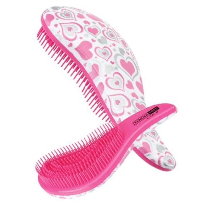 CALA TANGLE-FREE HAIR BRUSH - PINK & SILVER HEART