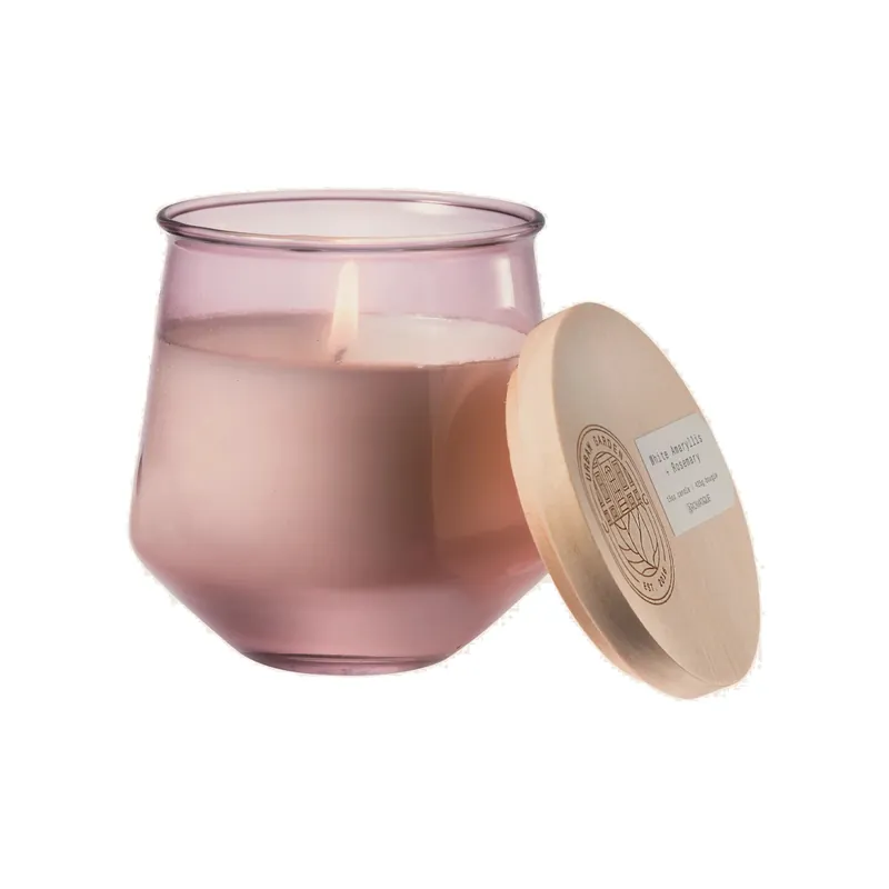 AROMATIQUE WHITE AMARYLLIS & ROSEMARY TINTED GLASS CANDLE