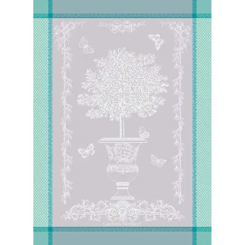 GARNIER-THIEBAUT FRANCE BUTTERFLY GARDEN CELADON TEA TOWEL
