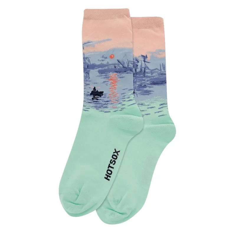 HOTSOX WOMEN'S MONET'S IMPRESSION, SUNRISE CREW SOCKS