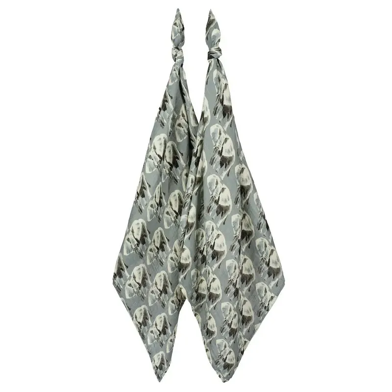MILKBARN ORGANIC BURP CLOTH GREY ELEPHANT SET