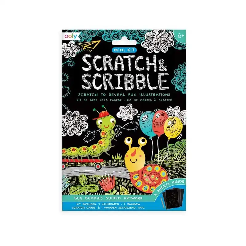 OOLY MINI SCRATCH & SCRIBBLE ART KIT: BUG BUDDIES