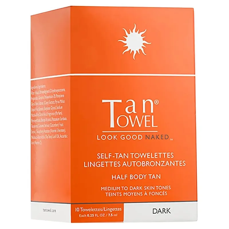 TanTowel Self-Tan Towelettes - Half Body Tan - Dark Medium to Dark Skin Tones 10piece