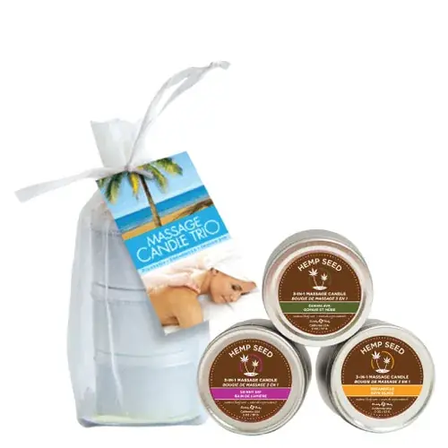 Earthly Body Hemp Seed 3-in-1 Massage Candle Trio 3piece
