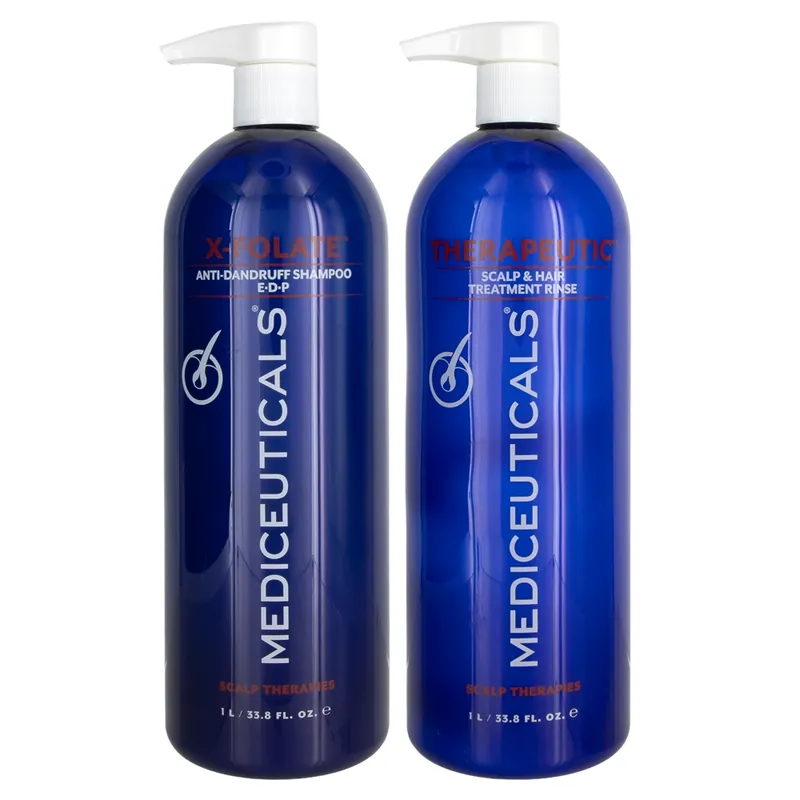MEDIceuticals X-Folate Anti-Dandruff Shampoo & Therapeutic Scalp & Hair Treatment Rinse Duo 33.8 oz 2piece