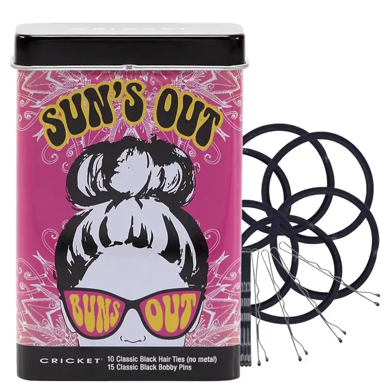 Cricket Sun's Out Buns Out Hair Tie & Bobby Pin Tin 1kit