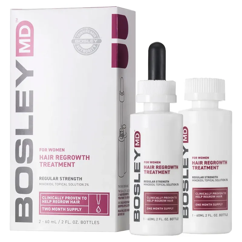 BosleyMD Hair Regrowth Treatment Drops For Women - Minoxidil 2% 2 x 2oz 2piece