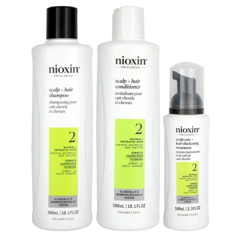 Nioxin Pro Clinical System 2 Kit Natural & Progressed Thinning Hair 3piece