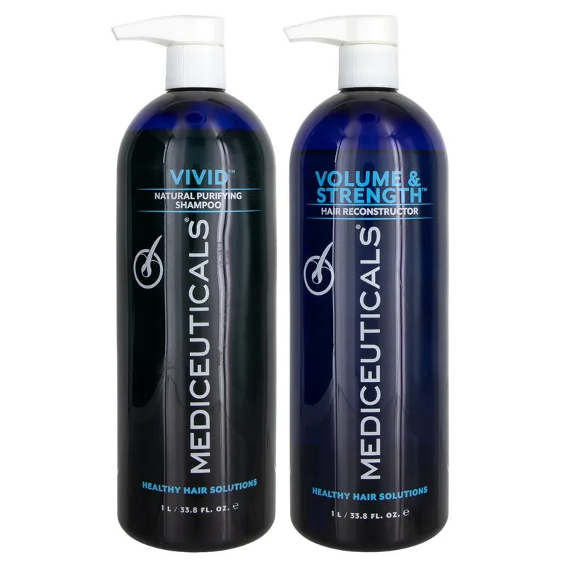 MEDIceuticals Vivid Natural Purifying Shampoo & Volume & Strength Hair Reconstructor Duo 33.8 oz 2piece